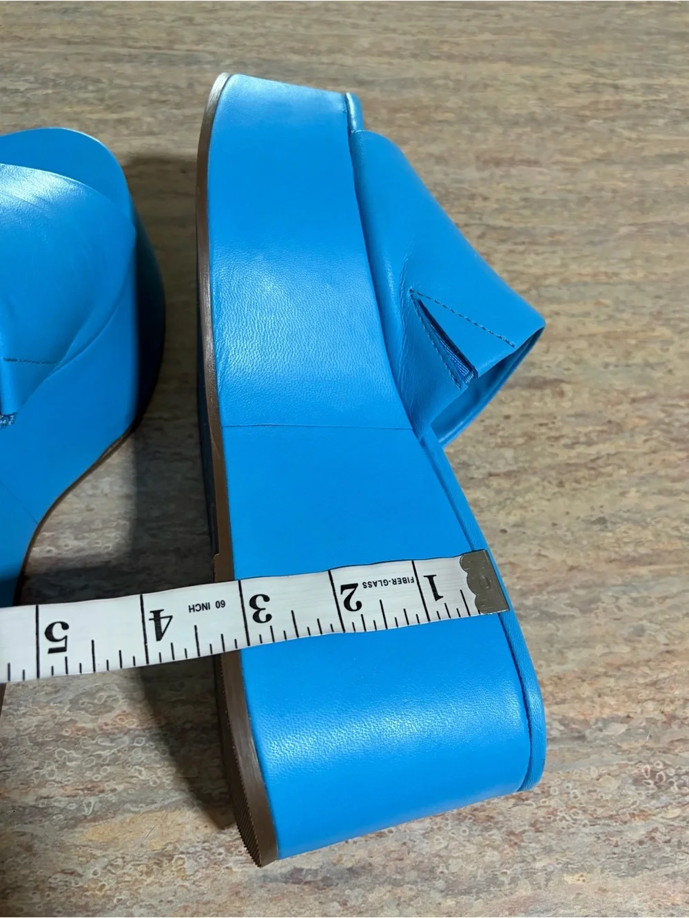 SCHUTZ Bright Blue Platform Slide Mules